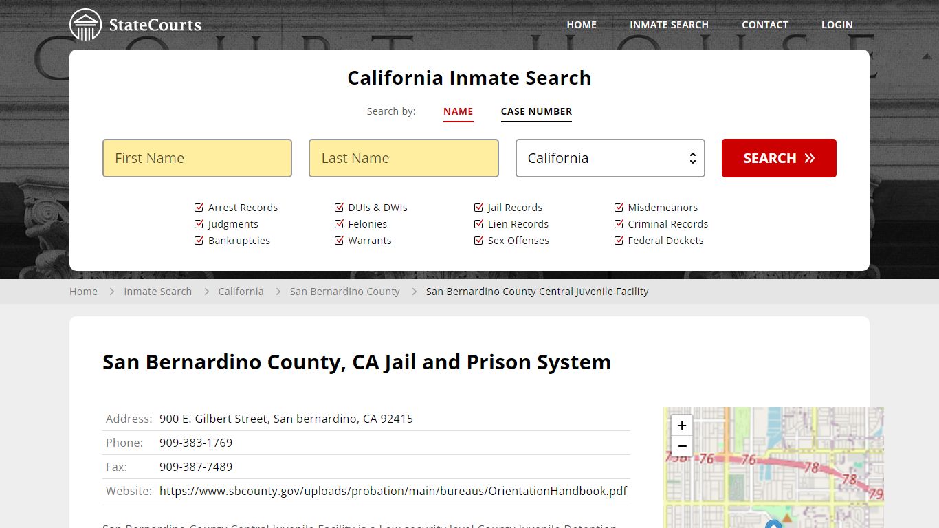 San Bernardino County Central Juvenile Facility Inmate Records Search ...